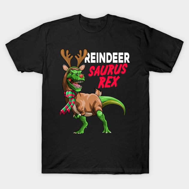 Reindeersaurus T-Rex Reindeer Dinosaur Christmas Costume Kids T-Shirt by Blink_Imprints10